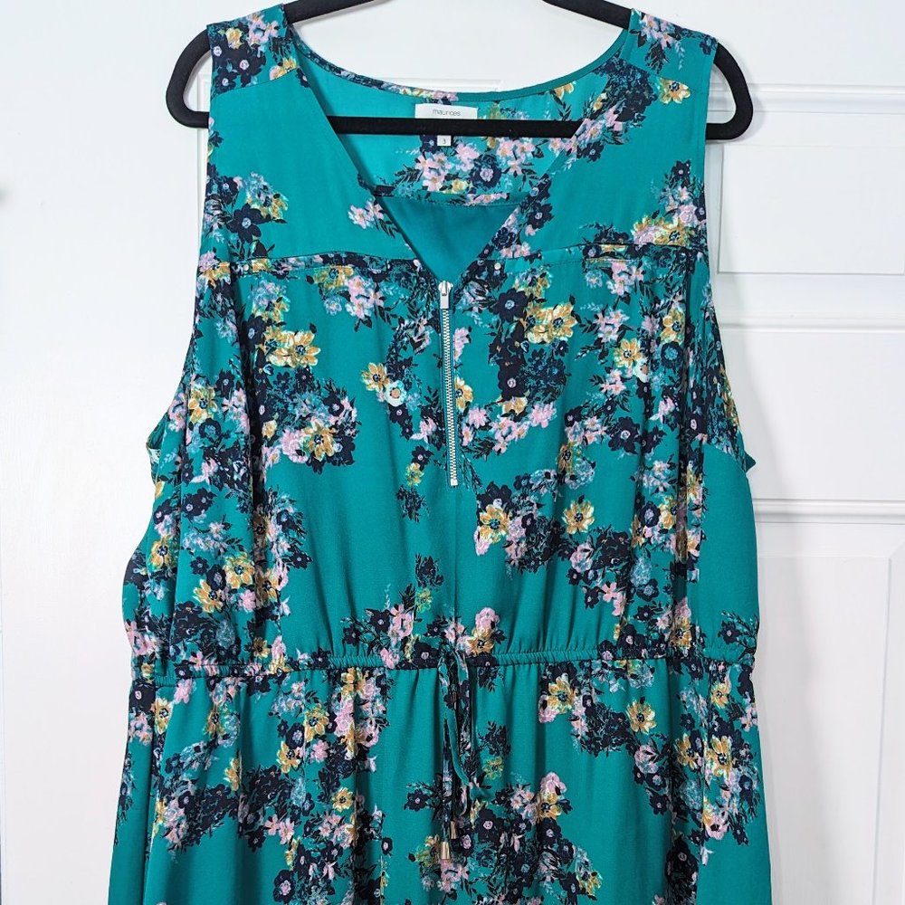 Green floral Sleevless Mini Dress